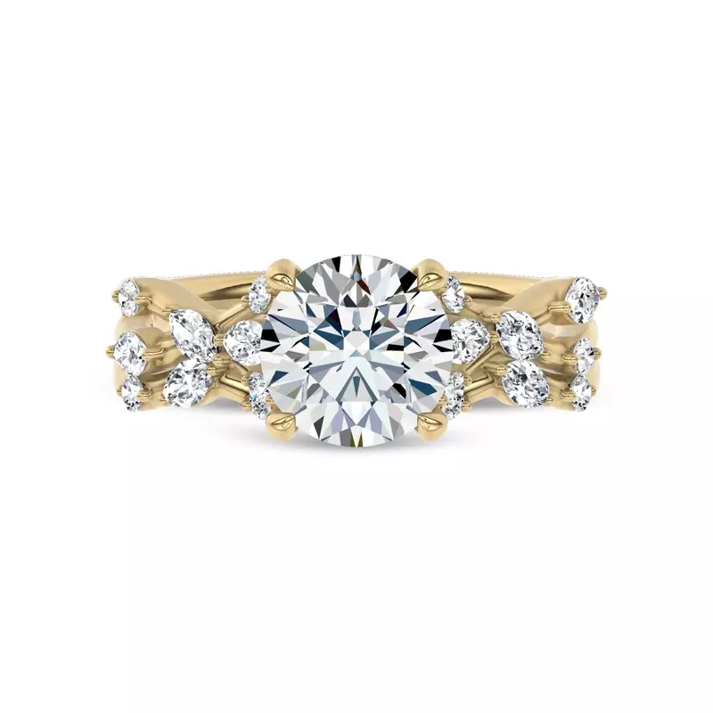 14K Yellow Gold Jardin Valentina Mixed Shape Lab Band by Christian Siriano