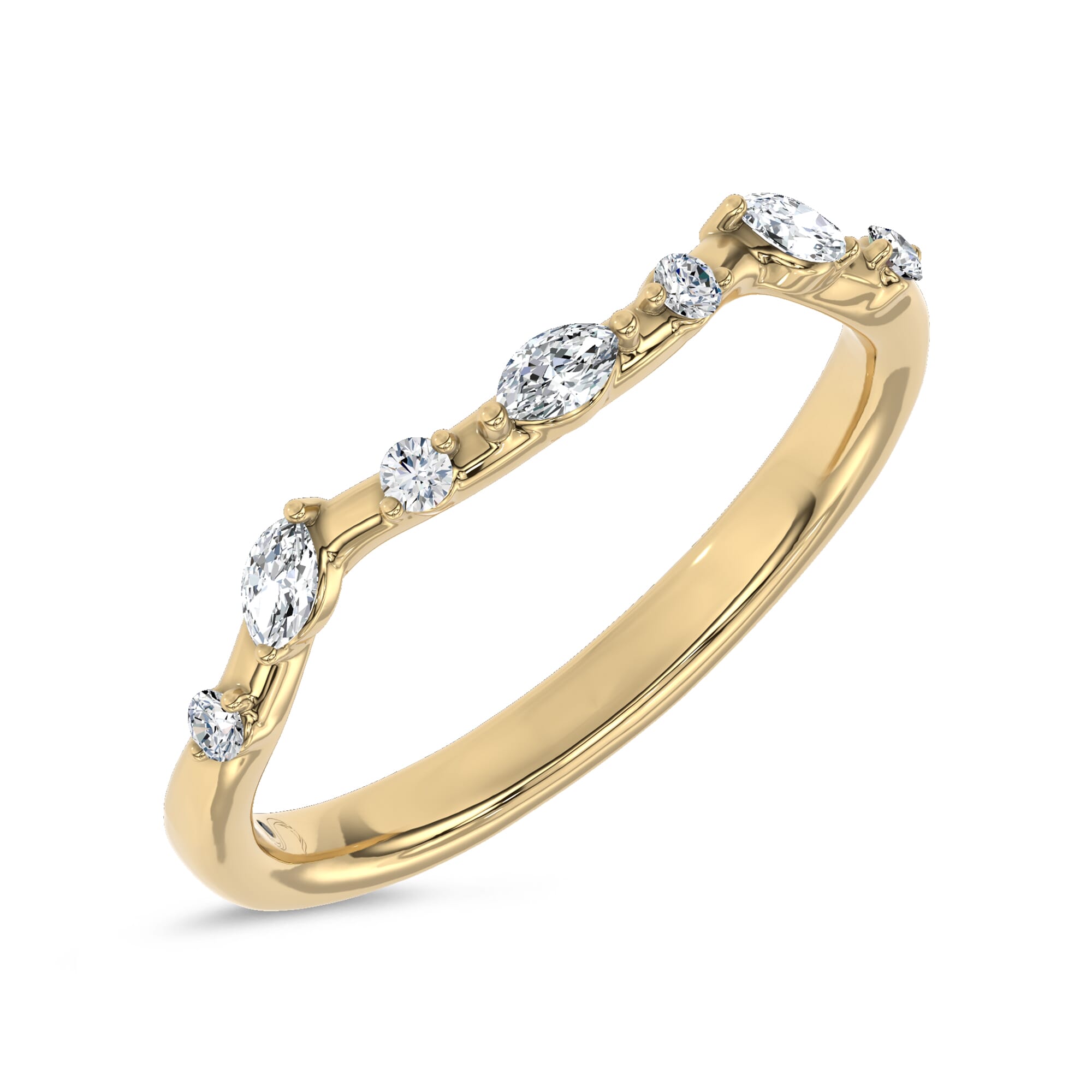 18K Yellow Gold Jardin Valentina Mixed Shape Band by Christian Siriano