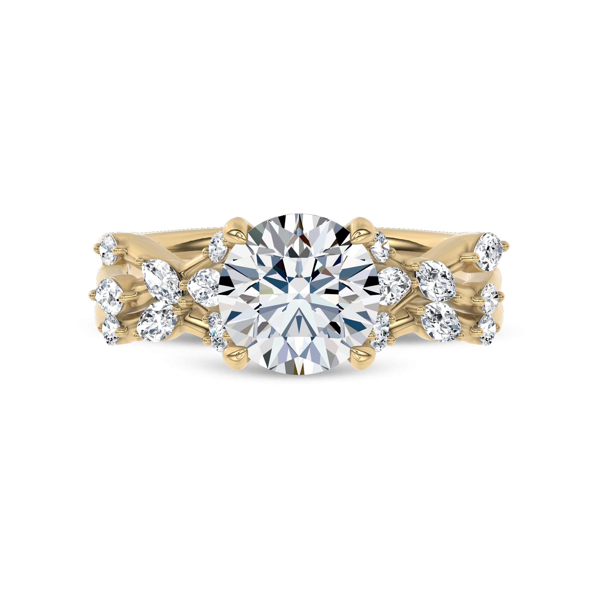 18K Yellow Gold Jardin Valentina Mixed Shape Band by Christian Siriano