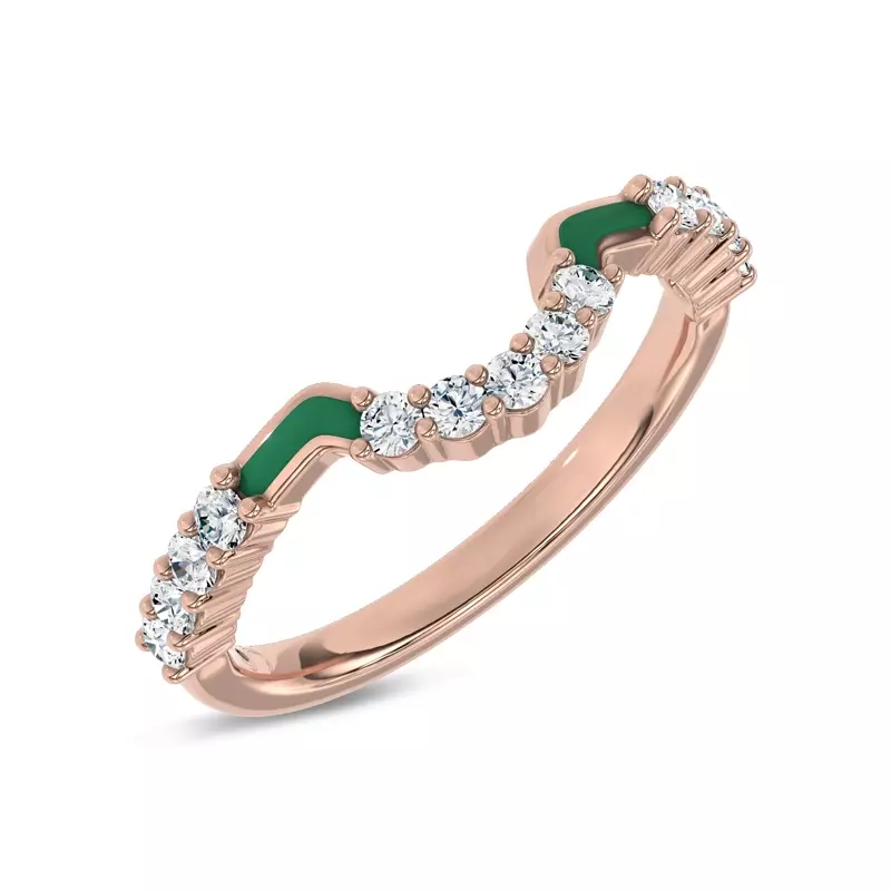14K Rose Gold Colvivre Green Ceramic Contoured Pavé Lab Band by Christian Siriano