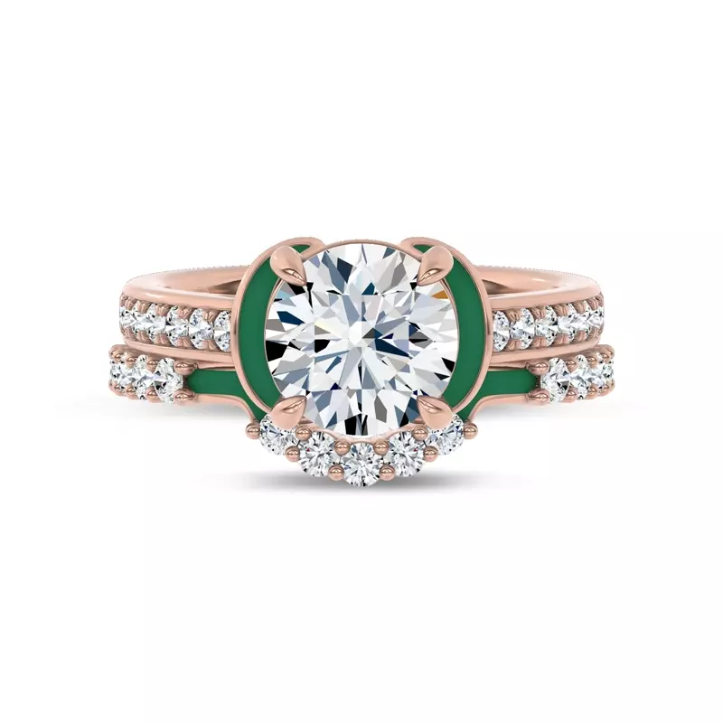 14K Rose Gold Colvivre Green Ceramic Contoured Pavé Lab Band by Christian Siriano