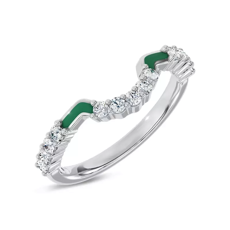Platinum Colvivre Green Ceramic Contoured Pavé Lab Band by Christian Siriano