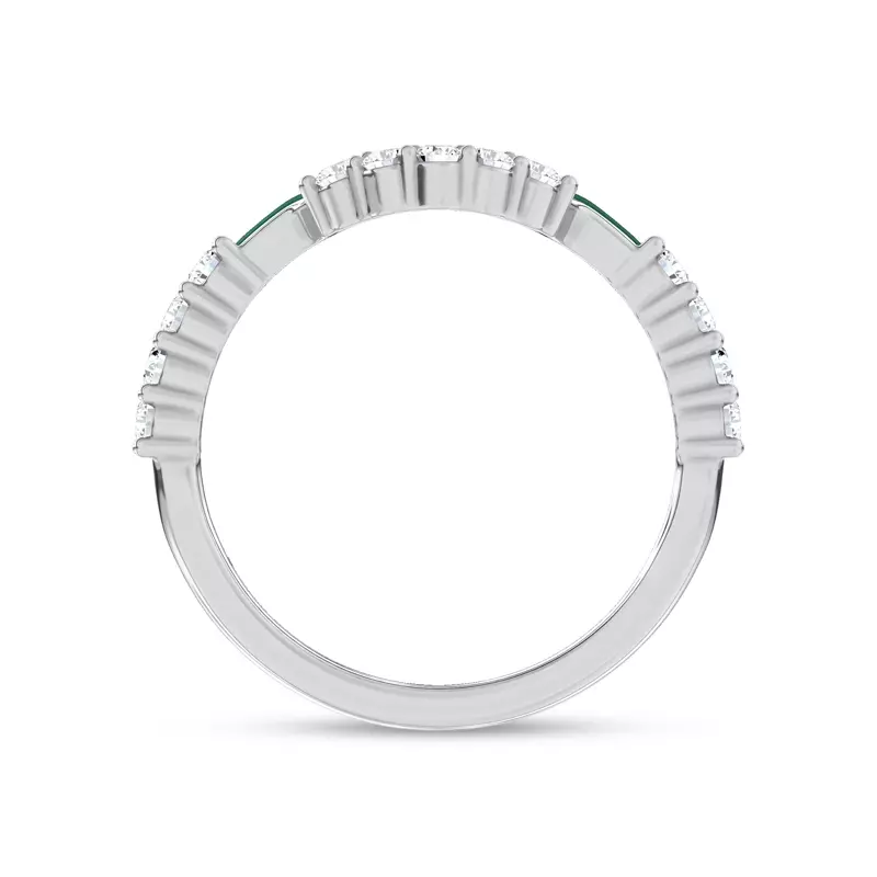 Platinum Colvivre Green Ceramic Contoured Pavé Lab Band by Christian Siriano