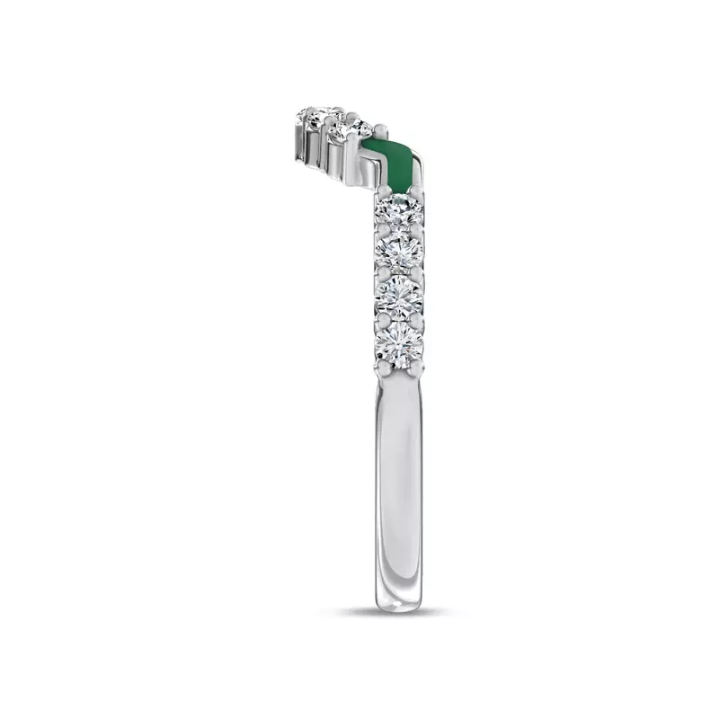Platinum Colvivre Green Ceramic Contoured Pavé Lab Band by Christian Siriano