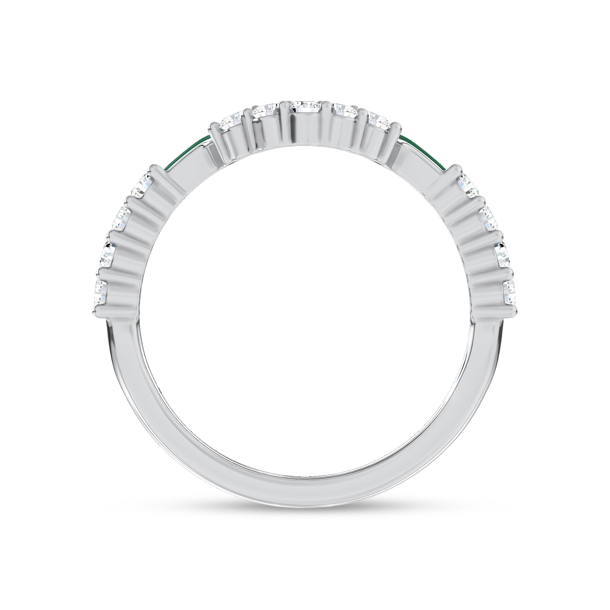 Platinum Colvivre Green Ceramic Contoured Pavé Band by Christian Siriano