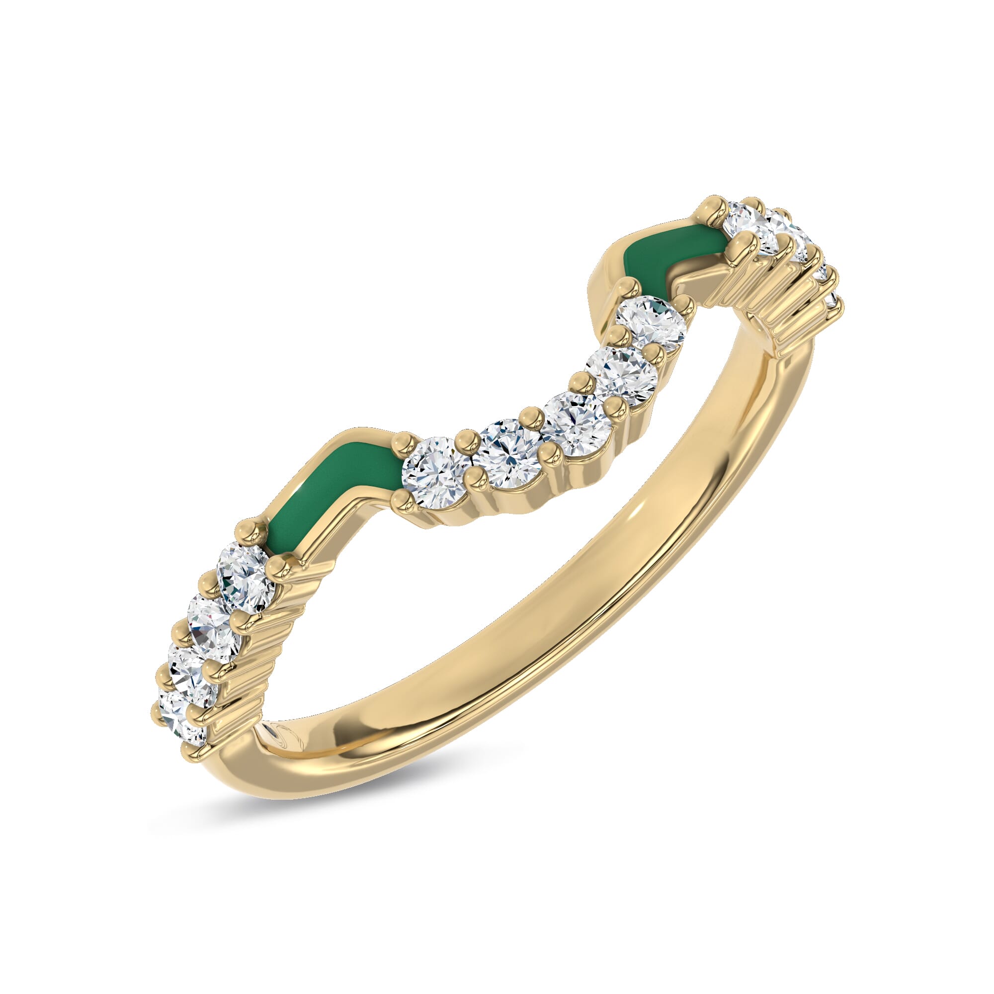 18K Yellow Gold Colvivre Green Ceramic Contoured Pavé Band by Christian Siriano
