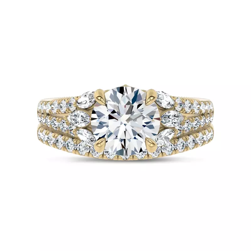 14K Yellow Gold Classic Contoured Pavé Lab Band by Christian Siriano