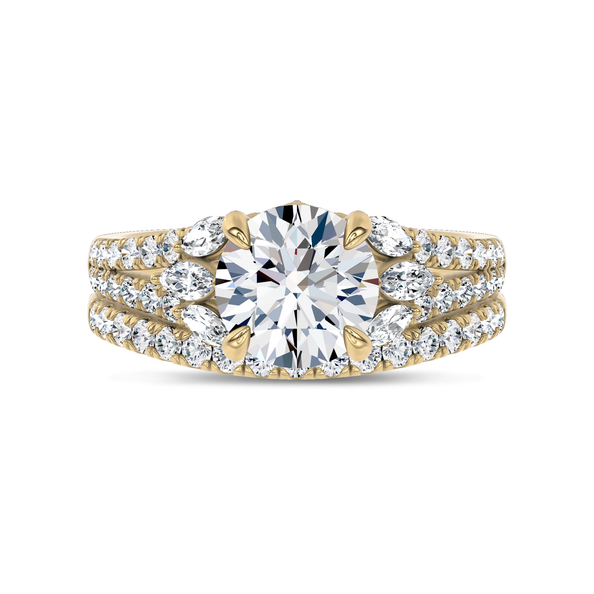 18K Yellow Gold Classic Contoured Pavé Lab Band by Christian Siriano