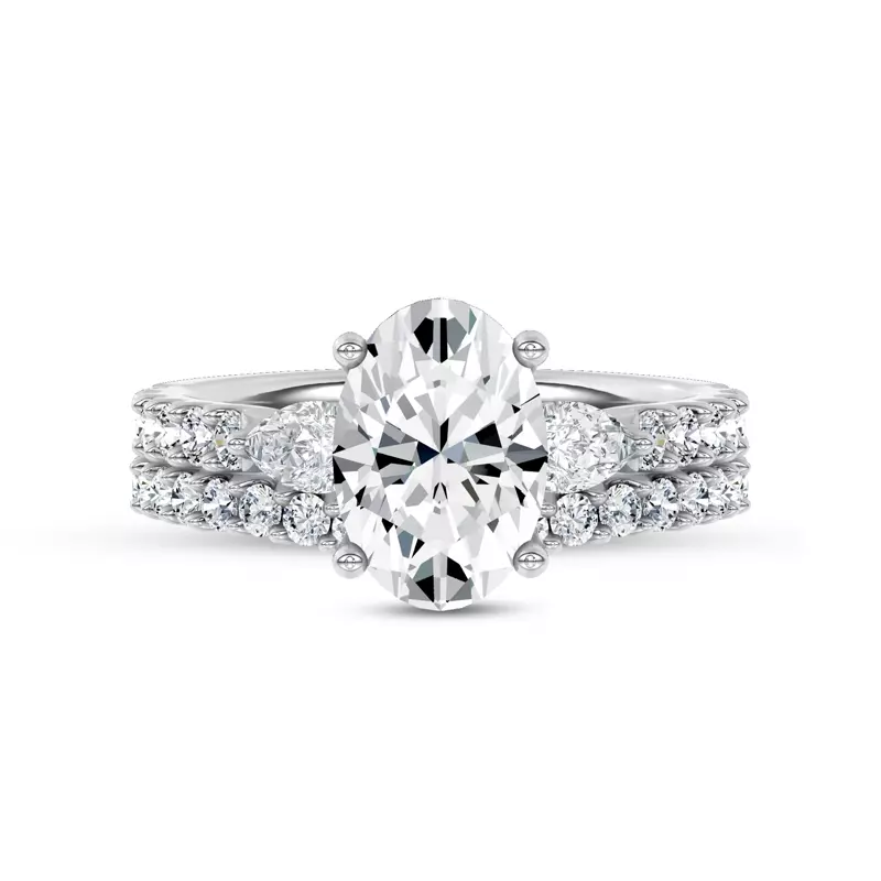 14K White Gold Perelle Contour Pavé Band