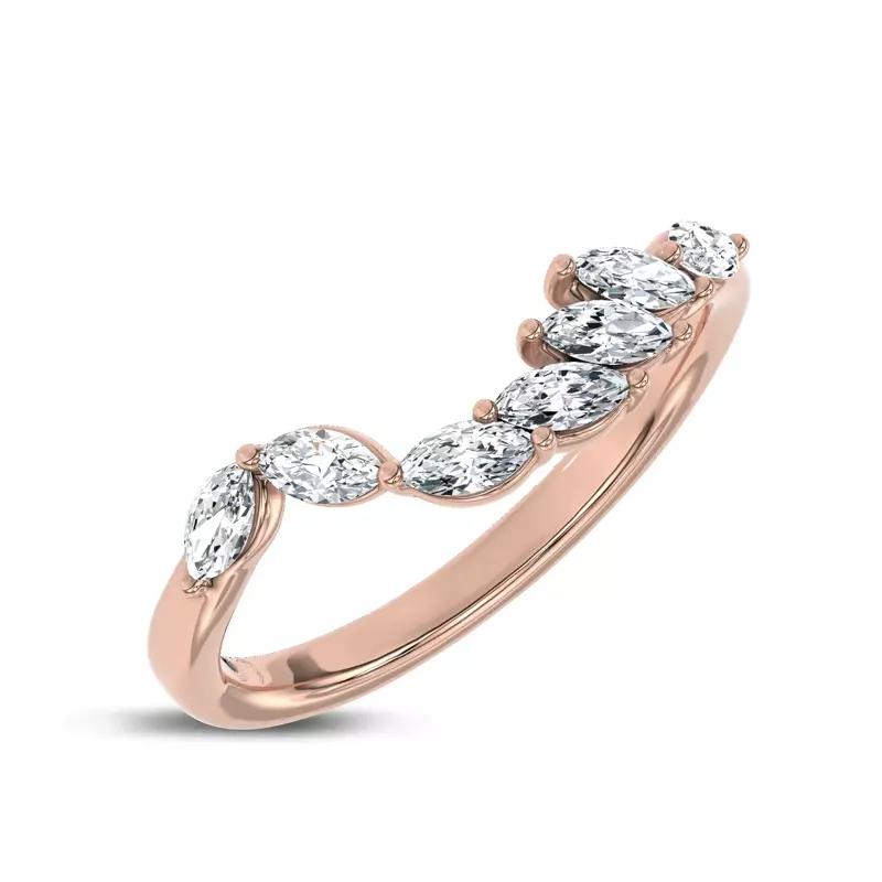 14K Rose Gold Envol Marquise Contoured Band by Christian Siriano