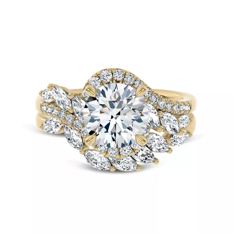 14K Yellow Gold Envol Marquise Contoured Band by Christian Siriano