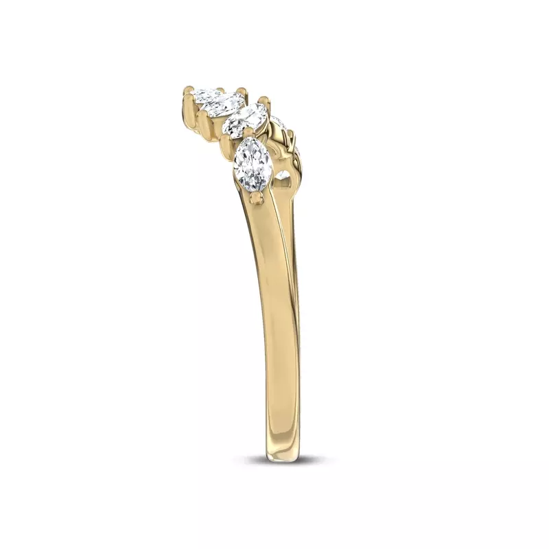 14K Yellow Gold Envol Marquise Contoured Band by Christian Siriano
