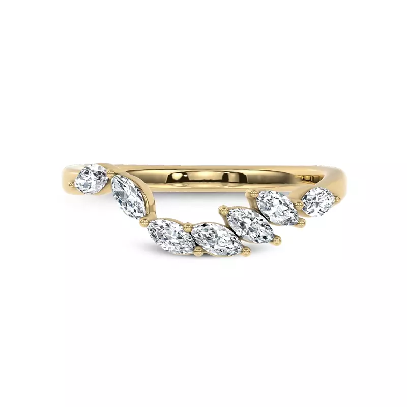 18K Yellow Gold Envol Marquise Contoured Lab Band by Christian Siriano