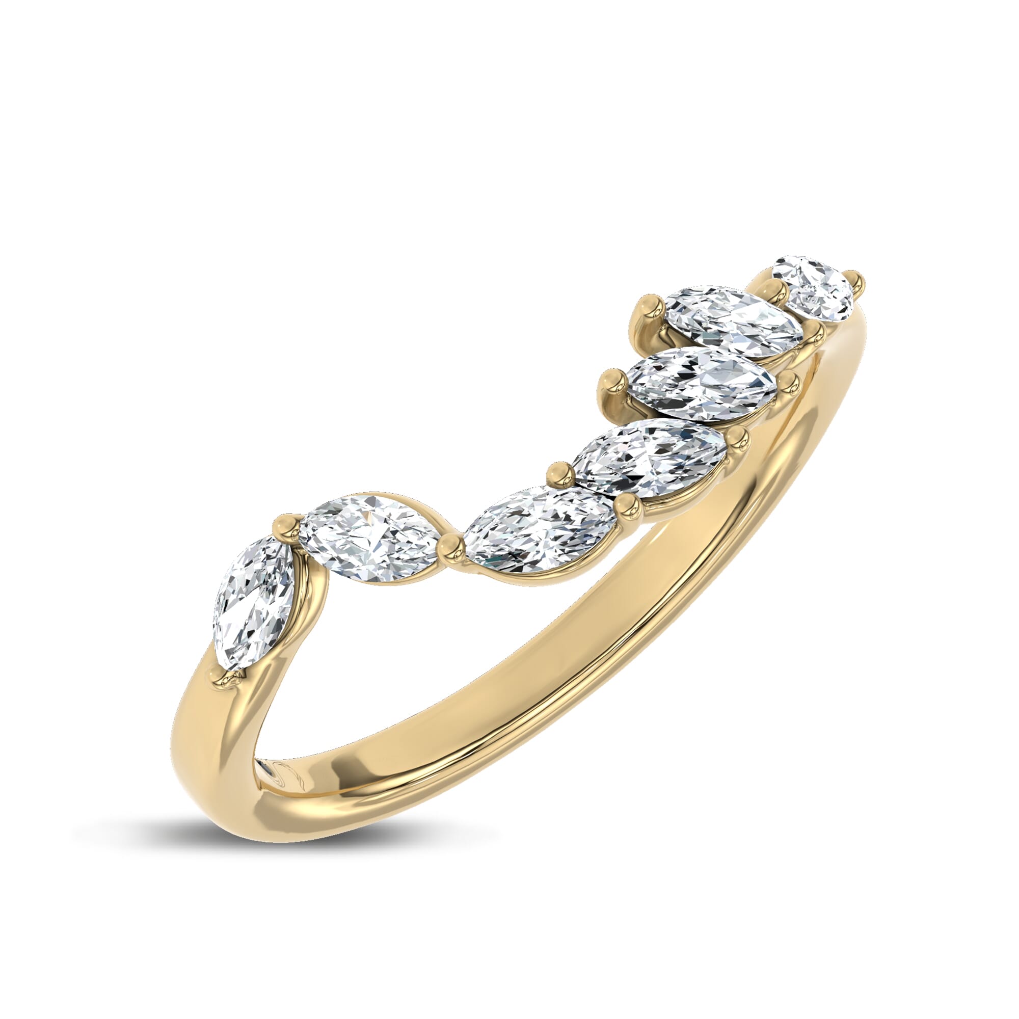 18K Yellow Gold Envol Marquise Contoured Lab Band by Christian Siriano