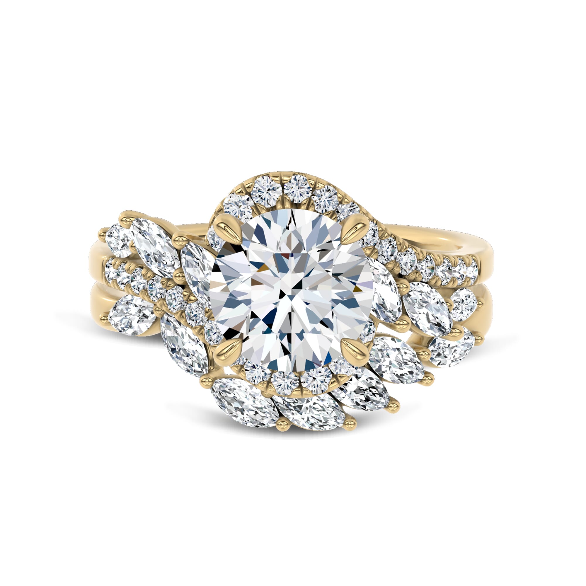 18K Yellow Gold Envol Marquise Contoured Lab Band by Christian Siriano