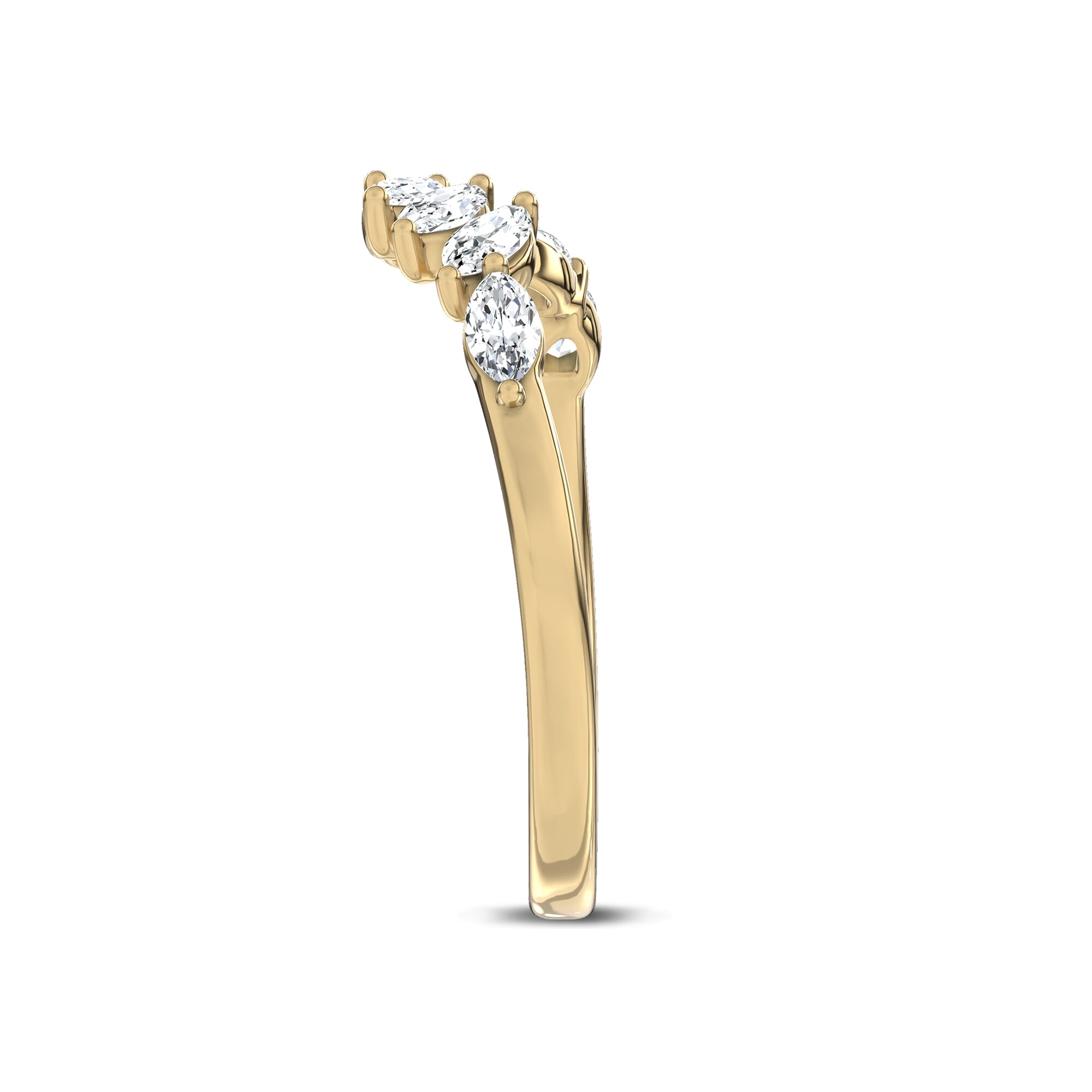 18K Yellow Gold Envol Marquise Contoured Lab Band by Christian Siriano