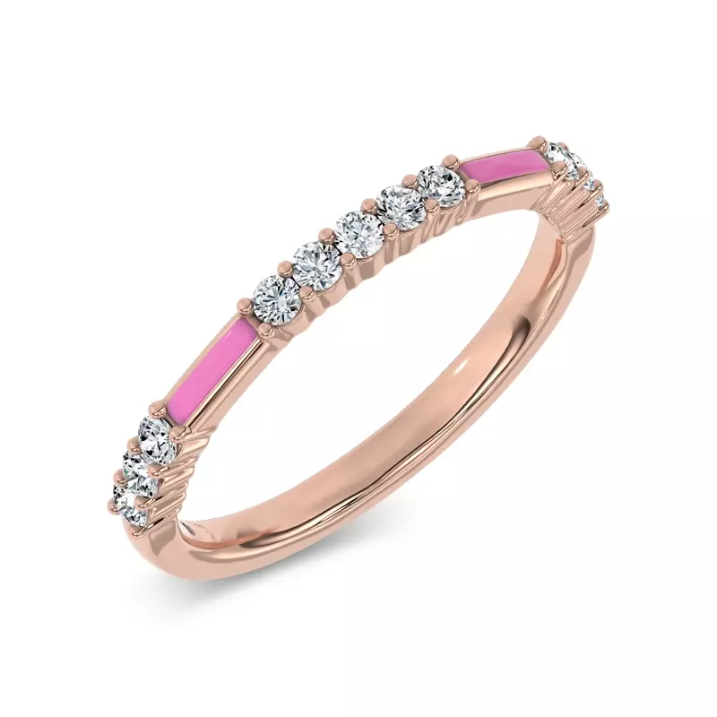 14K Rose Gold Rosavé Pink Ceramic Lab Diamond Band by Christian Siriano