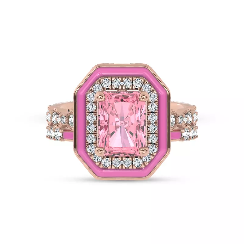 14K Rose Gold Rosavé Pink Ceramic Lab Diamond Band by Christian Siriano