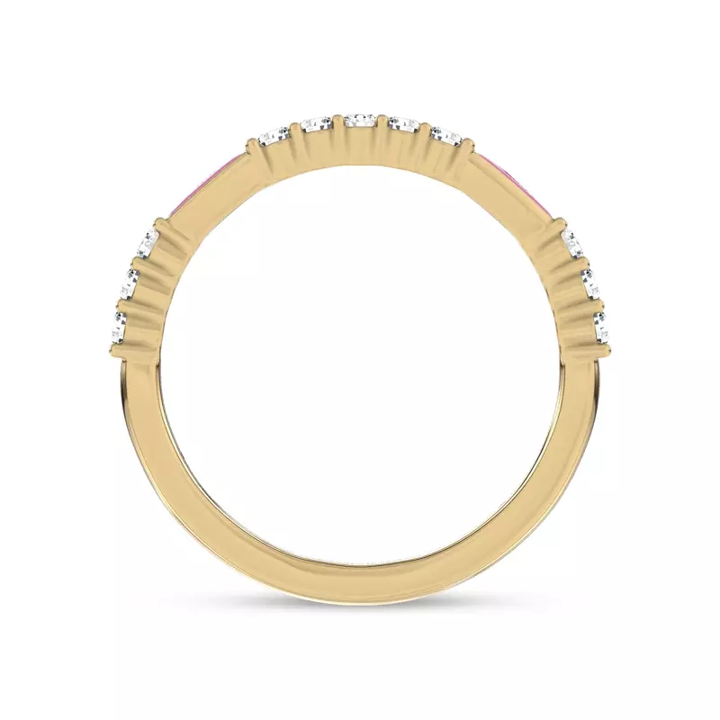 14K Yellow Gold Rosavé Pink Ceramic Lab Diamond Band by Christian Siriano