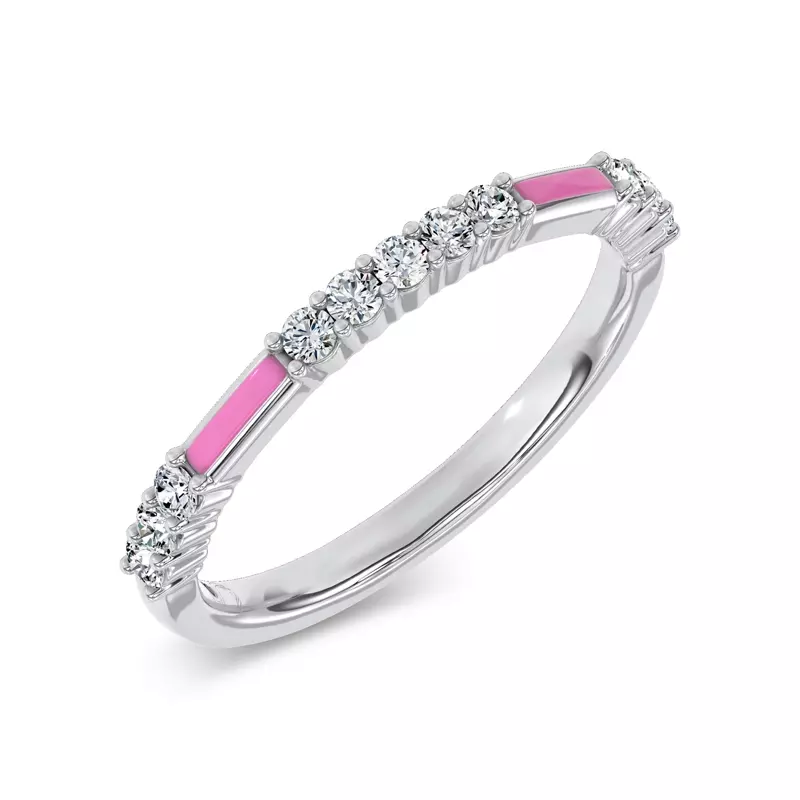 18K White Gold Rosavé Pink Ceramic Lab Diamond Band by Christian Siriano
