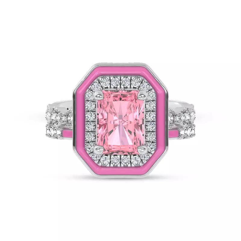 18K White Gold Rosavé Pink Ceramic Lab Diamond Band by Christian Siriano