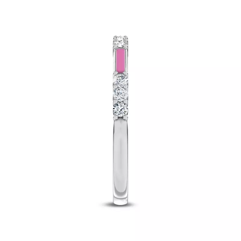 18K White Gold Rosavé Pink Ceramic Lab Diamond Band by Christian Siriano