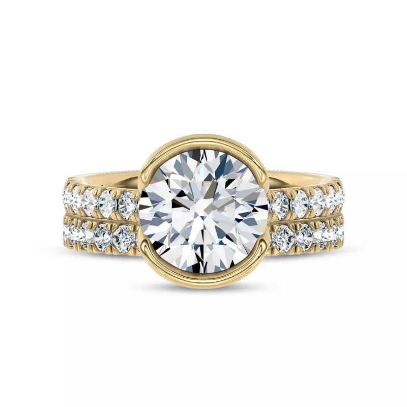 14K Yellow Gold Duet Pavé Lab Band by Christian Siriano