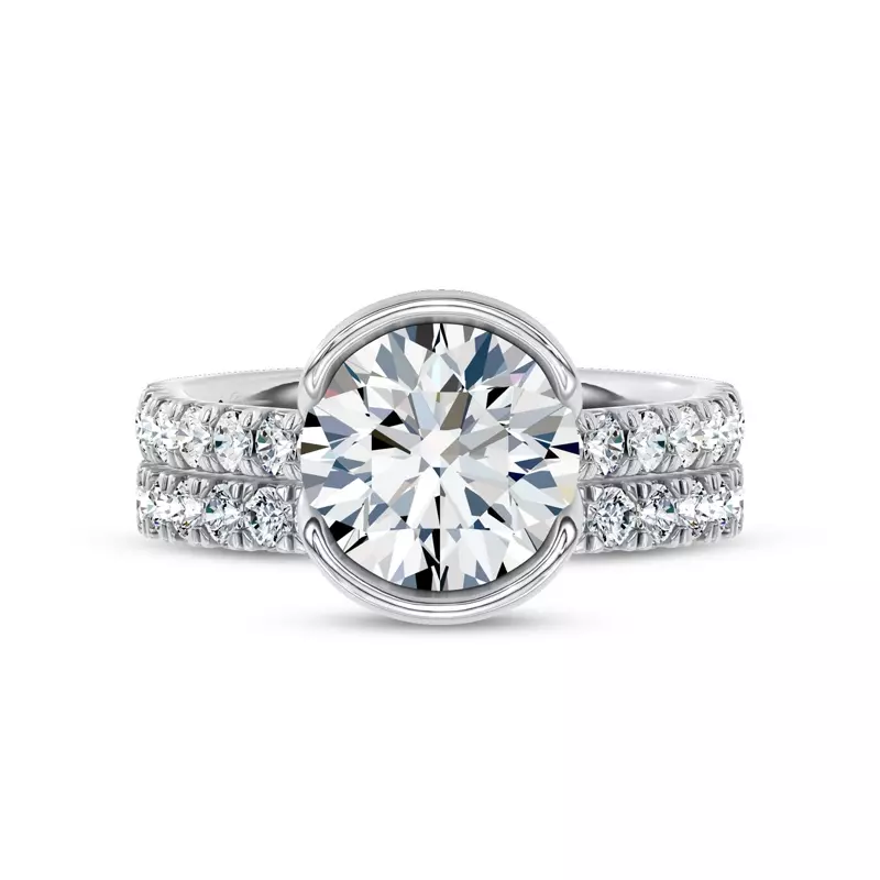 18K White Gold Duet Pavé Lab Band by Christian Siriano
