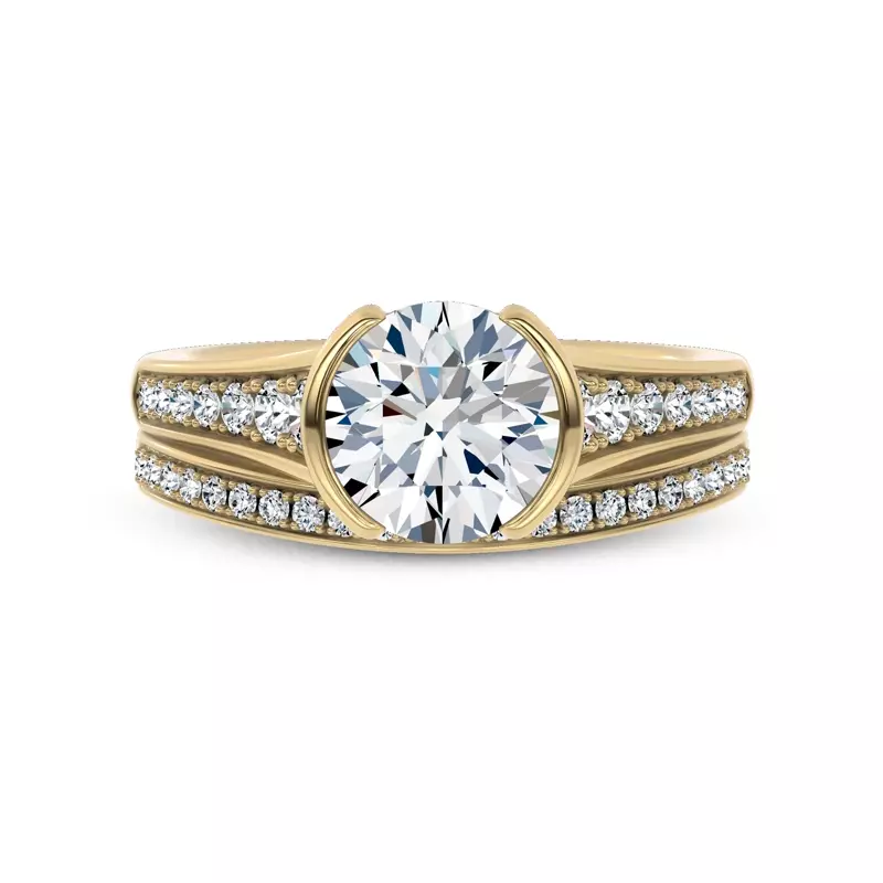 14K Yellow Gold Jenna Contour Pavé Lab Band