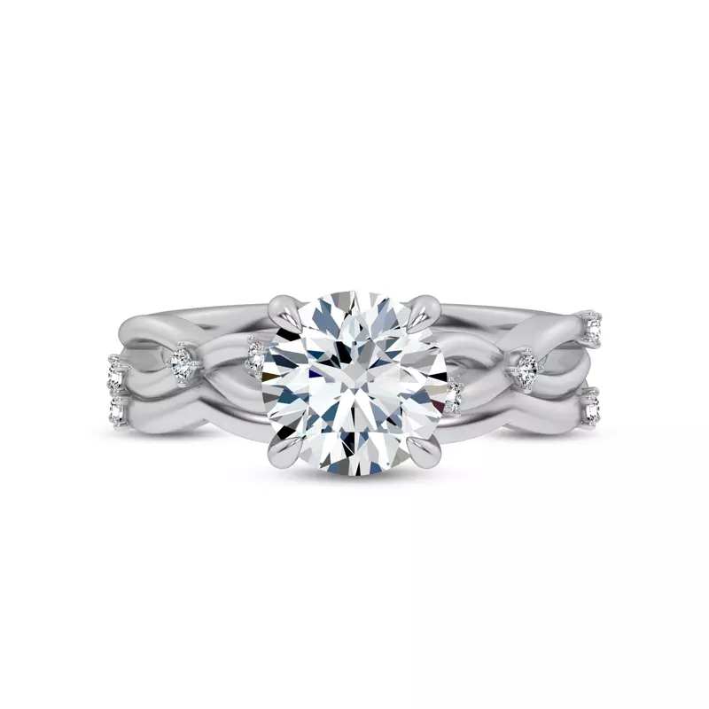 14K White Gold Tira Contour Diamond Band