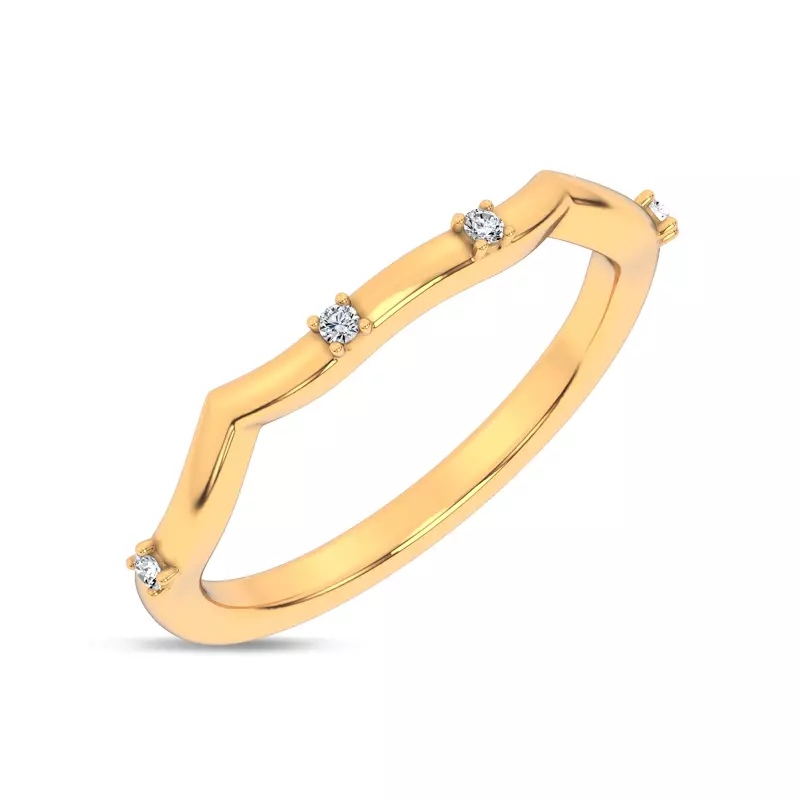 14K Yellow Gold Tira Contour Diamond Band