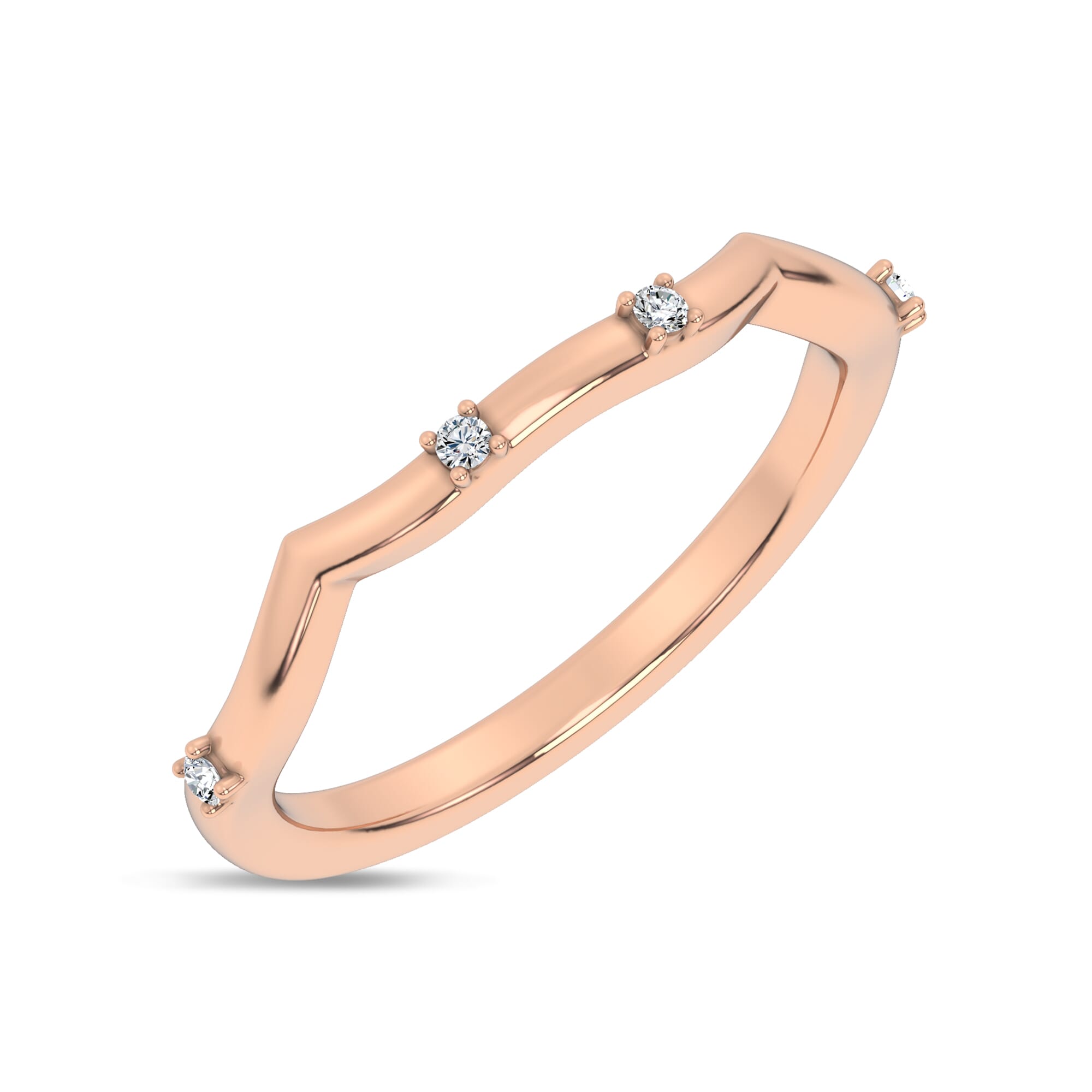 18K Rose Gold Tira Contour Diamond Band