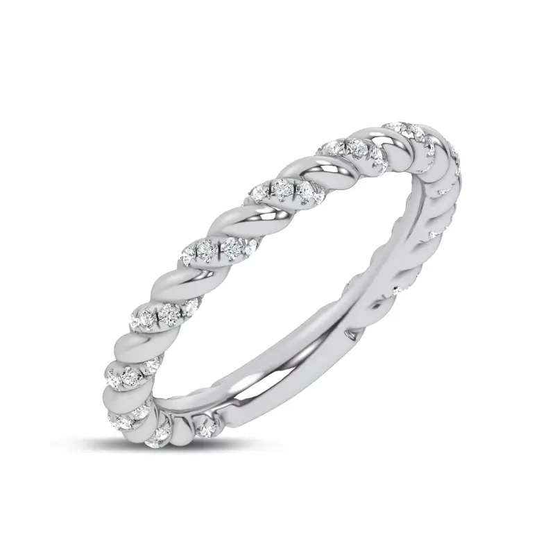 Platinum Dorza Twisted Pavé Band
