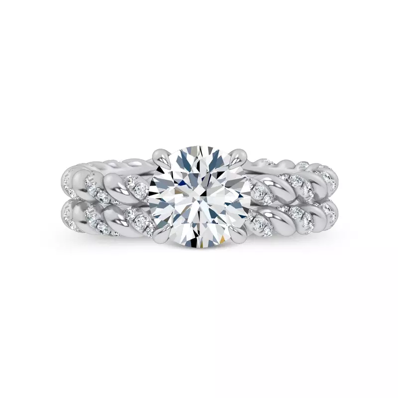 18K White Gold Dorza Twisted Pavé Band