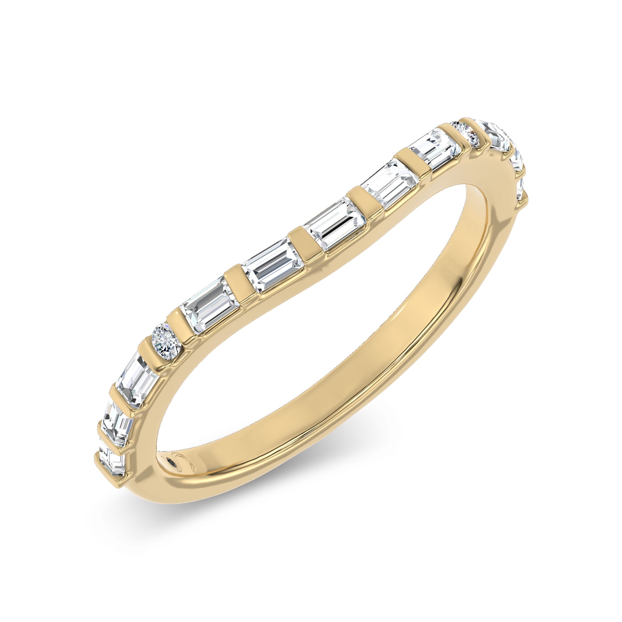 18K Yellow Gold Mirabel Baguette Contoured Lab Band by Christian Siriano