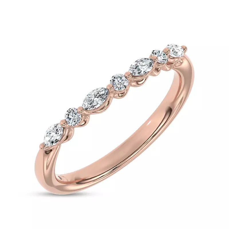 14K Rose Gold Novelle Mixed Shape Band by Christian Siriano