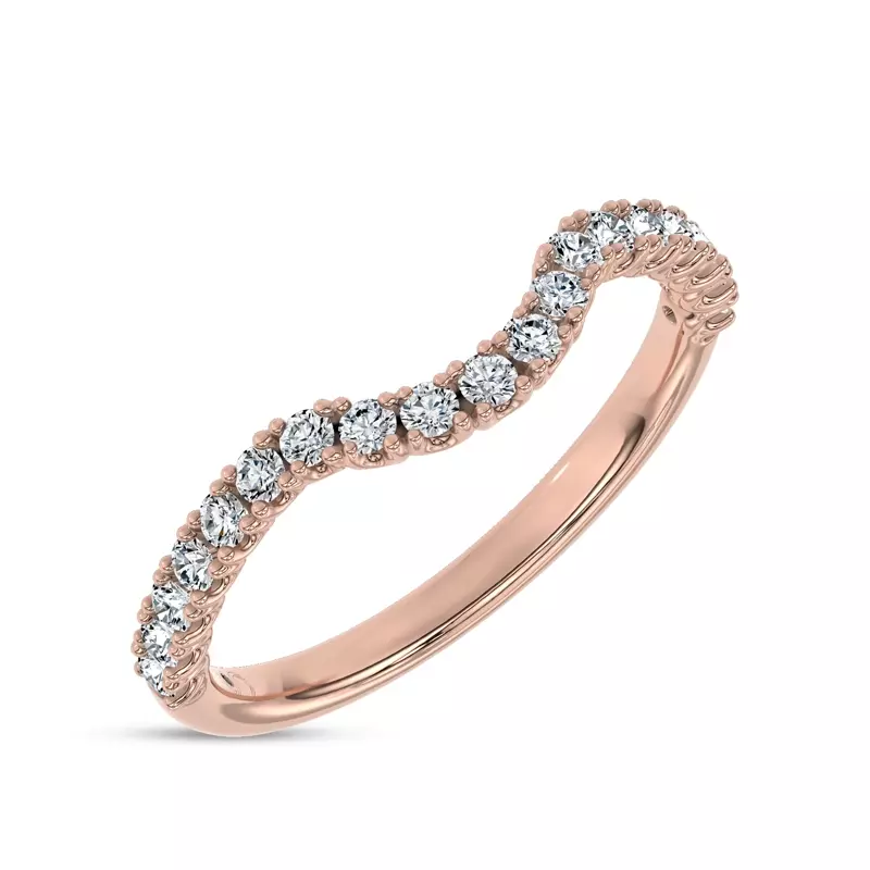 14K Rose Gold C‑Prong Curved Pavé Lab Band by Christian Siriano