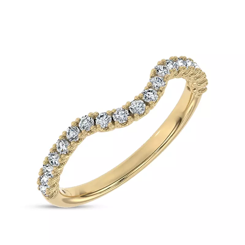 14K Yellow Gold C‑Prong Curved Pavé Band by Christian Siriano