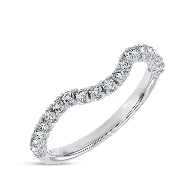 Platinum C-Prong Curved Pavé Lab Band by Christian Siriano