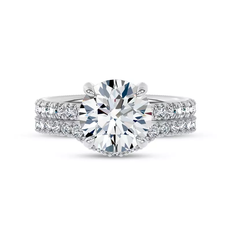 Platinum C-Prong Curved Pavé Lab Band by Christian Siriano