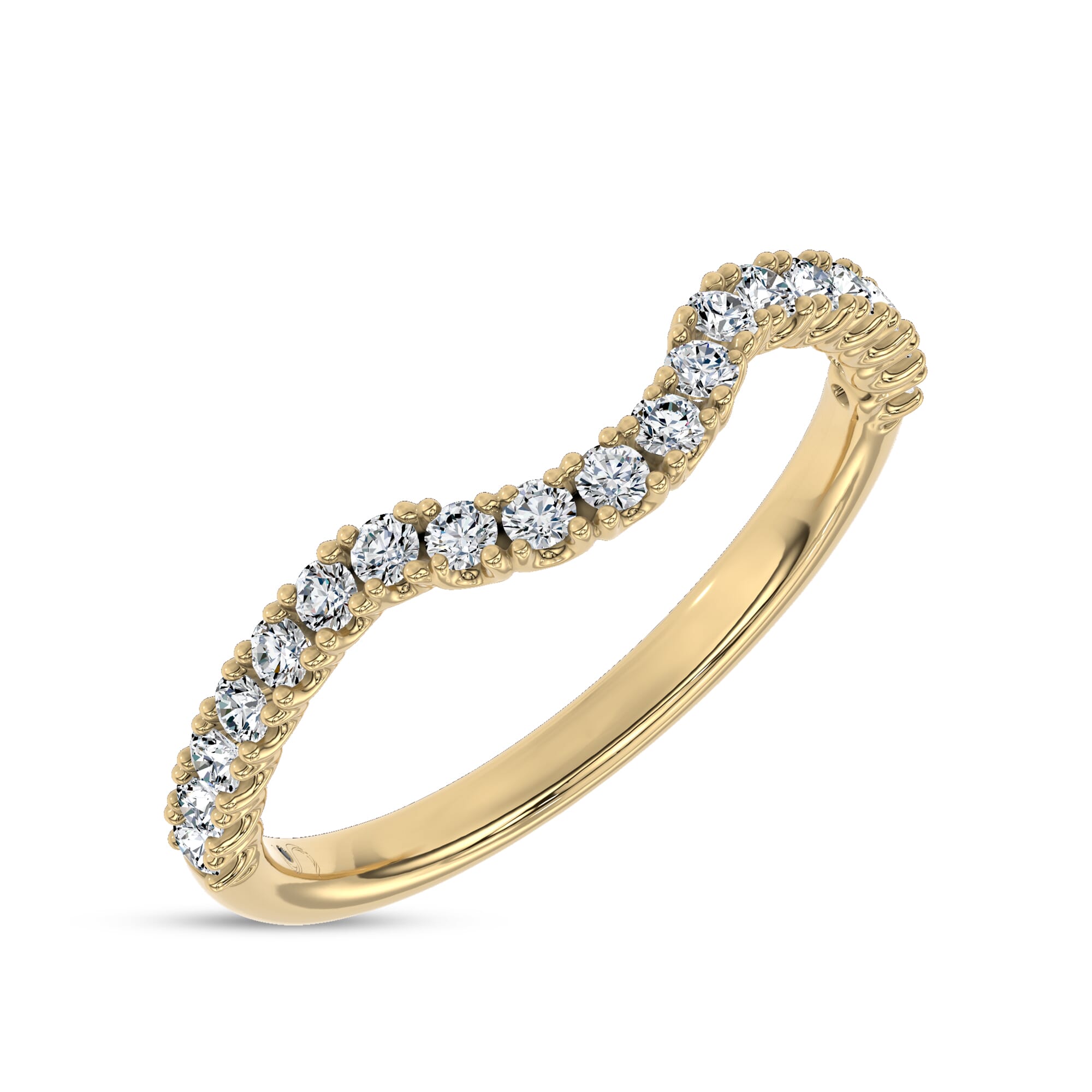 18K Yellow Gold C‑Prong Curved Pavé Band by Christian Siriano