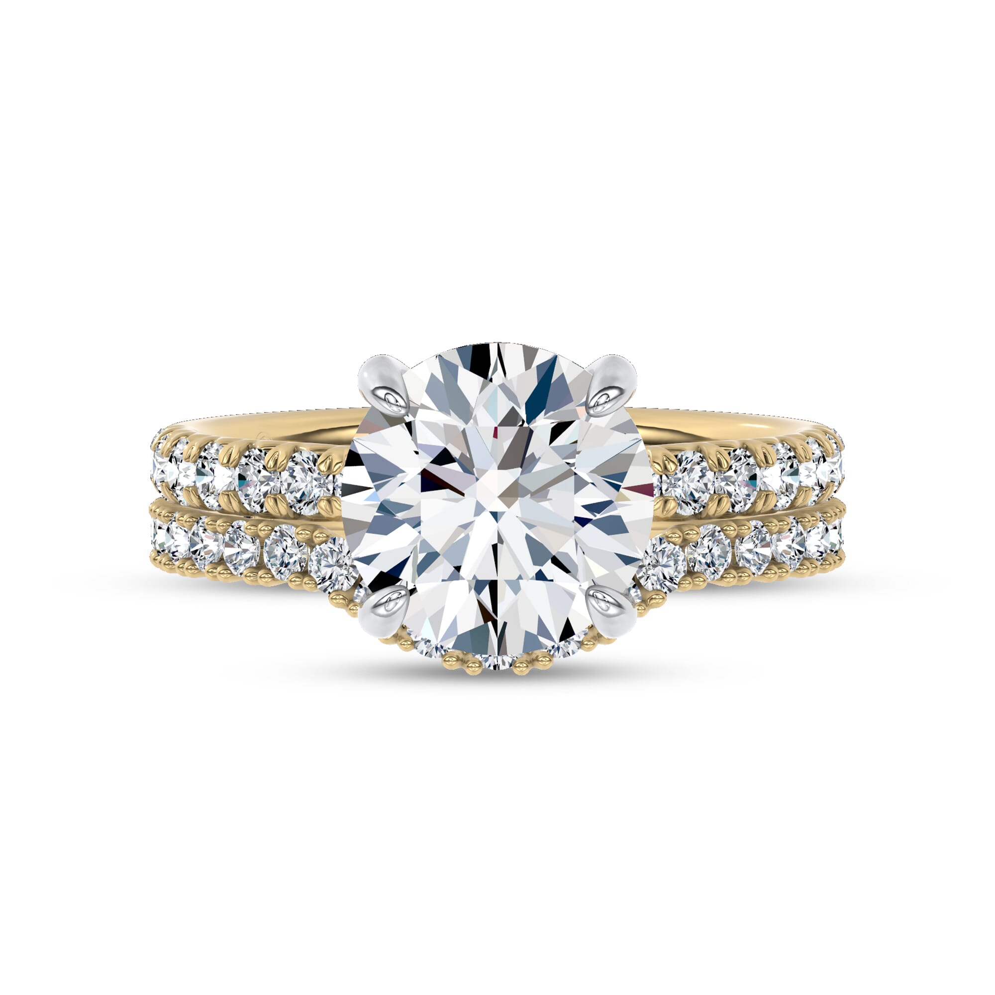 18K Yellow Gold C‑Prong Curved Pavé Band by Christian Siriano