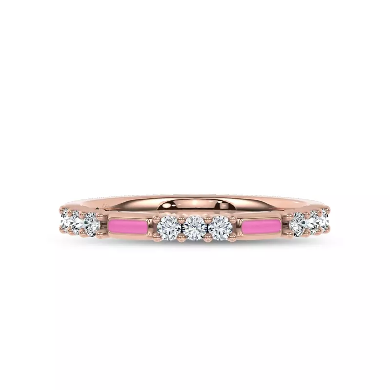 Colvivre Pink Ceramic Lab Diamond Band by Christian Siriano