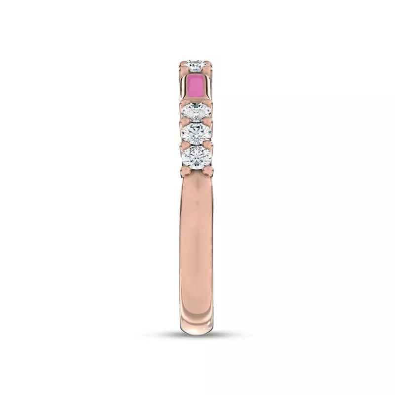 14K Rose Gold Colvivre Pink Ceramic Lab Diamond Band by Christian Siriano