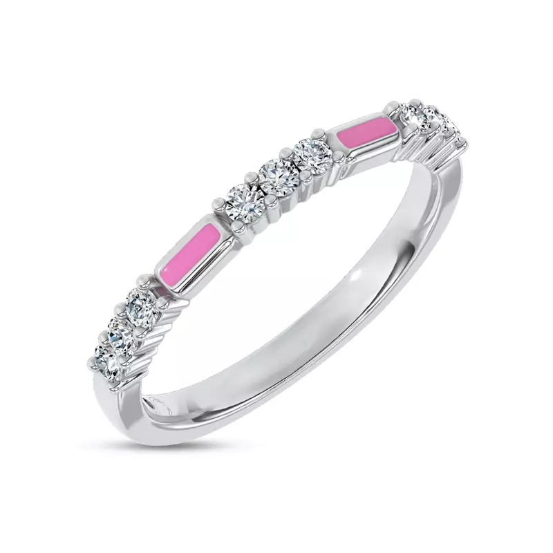 Platinum Colvivre Pink Ceramic Diamond Band by Christian Siriano