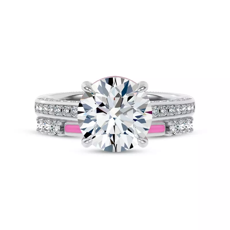 Platinum Colvivre Pink Ceramic Diamond Band by Christian Siriano