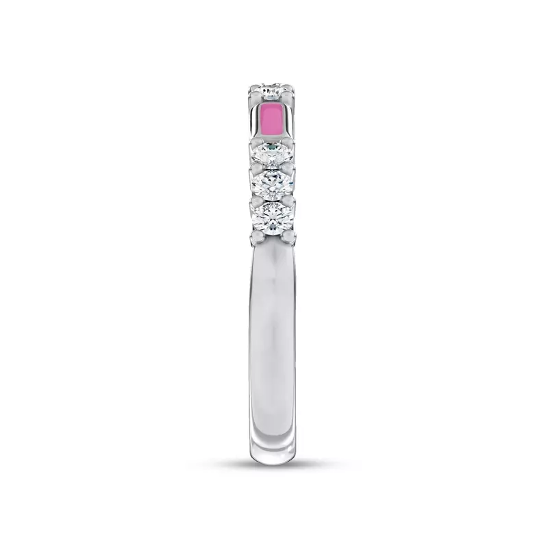 Platinum Colvivre Pink Ceramic Diamond Band by Christian Siriano