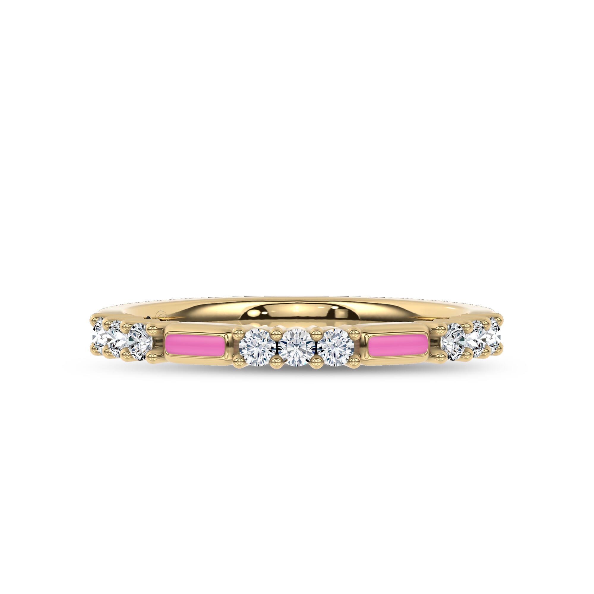 Colvivre Pink Ceramic Lab Diamond Band by Christian Siriano