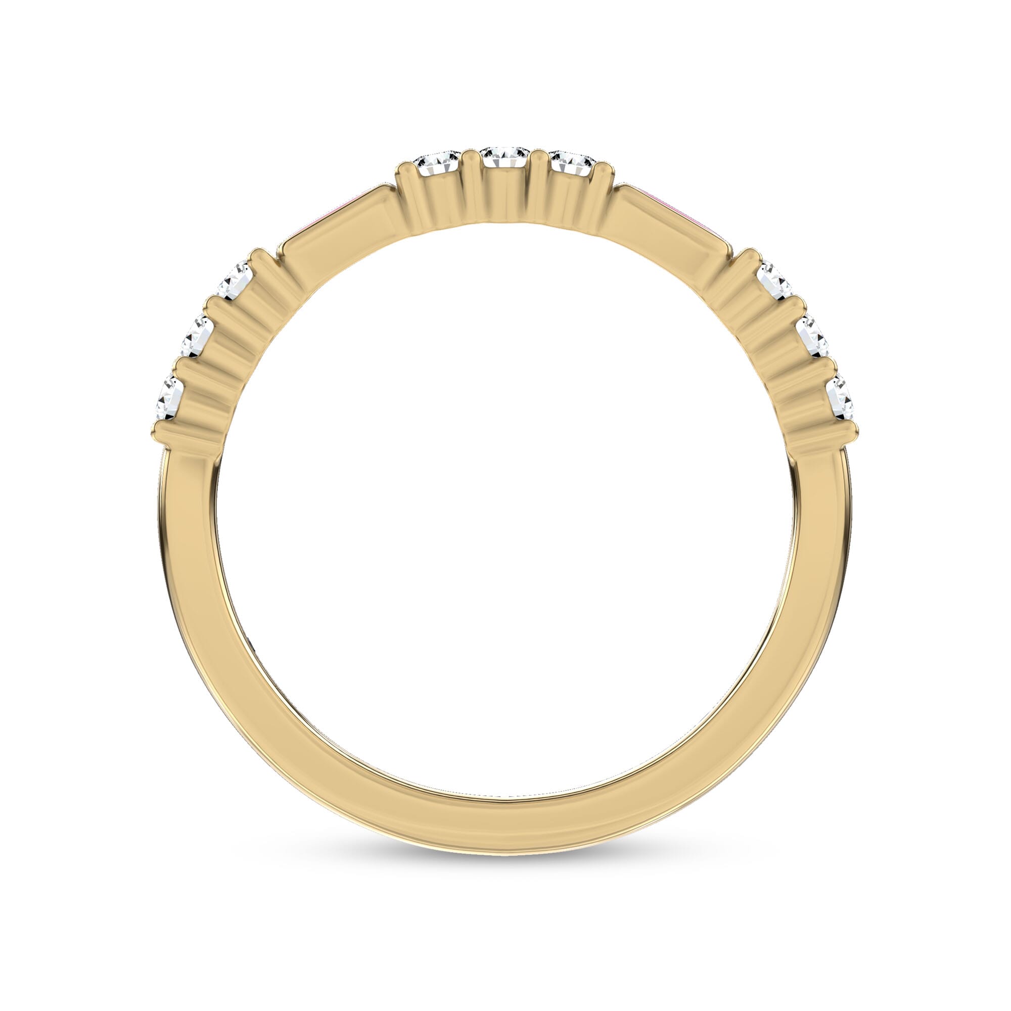 18K Yellow Gold Colvivre Pink Ceramic Lab Diamond Band by Christian Siriano