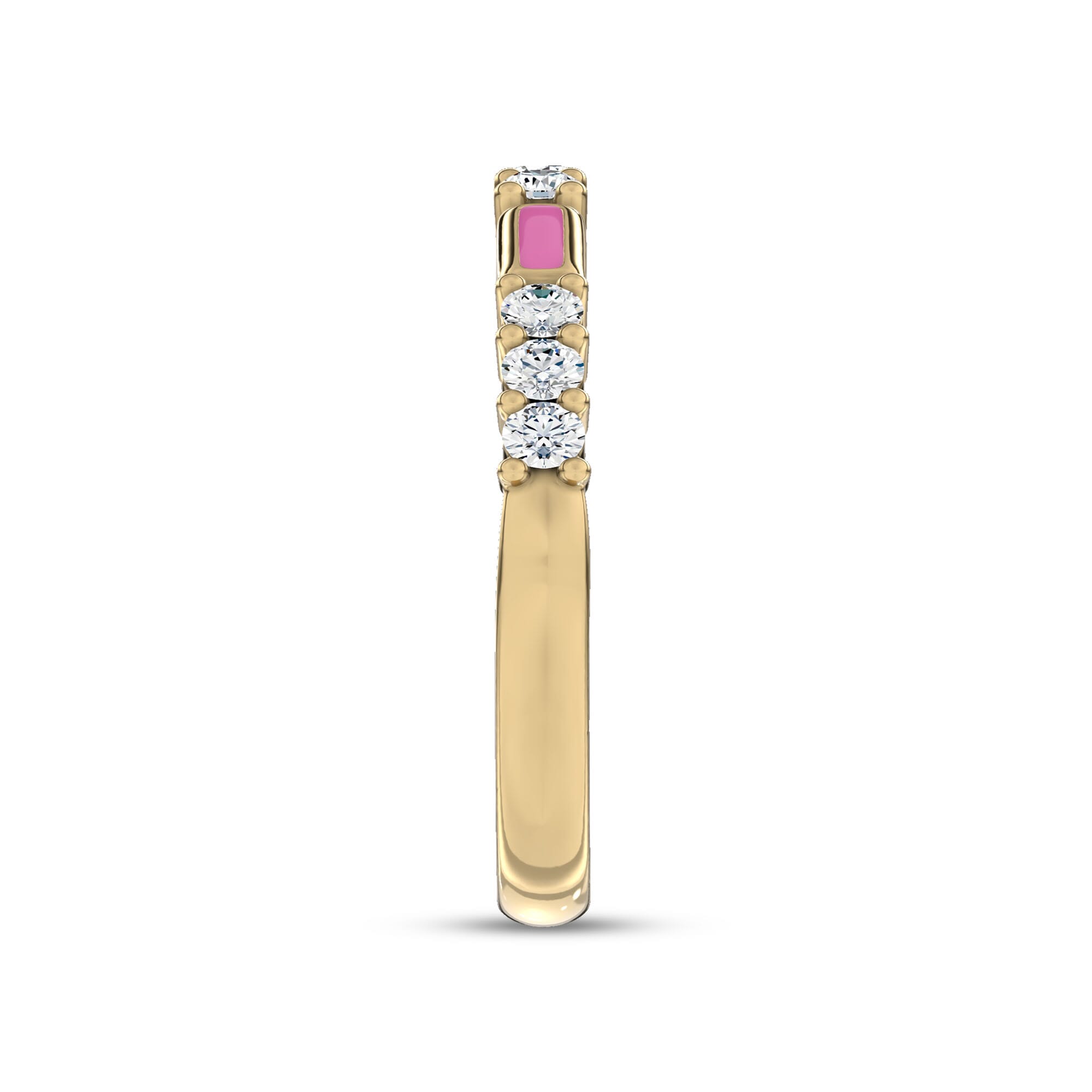 18K Yellow Gold Colvivre Pink Ceramic Lab Diamond Band by Christian Siriano